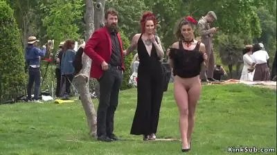 Naked Slave Walks in Park